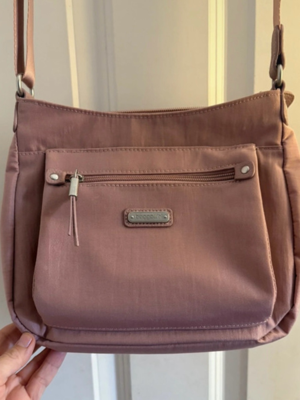 Baggallini Go Bagg Dusty Mauve Crossbody & RFID Phone Wristlet NWOT